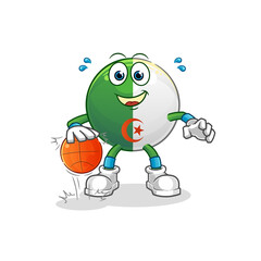 algerian flag dribble basketball character. cartoon mascot vector