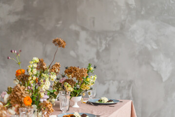 Easter table with nice flowers
