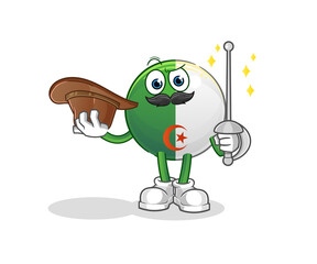 algerian flag fencer character. cartoon mascot vector