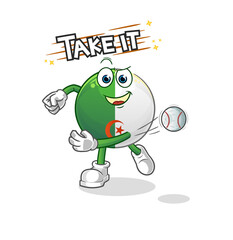 algerian flag throwing baseball vector. cartoon character