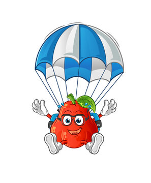 recommend clip art: water apple skydiving character. cartoon mascot vector
