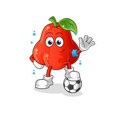water apple playing soccer illustration. character vector