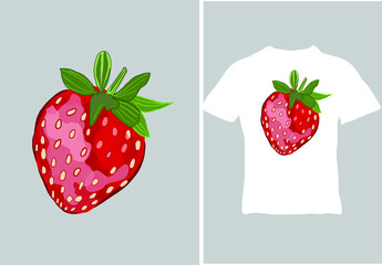 Red juicy drawn strawberry. The vector illustration is ready to print on t-shirts, apparel, posters and more.