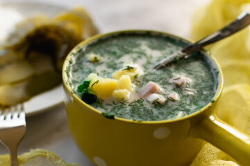 mushroom soup with spoon