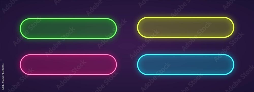 Poster vector neon button for web design, app, game and interface.