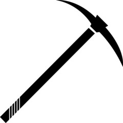 Pickaxe icon. Black icon isolated on white background. Pick axe silhouette. Simple icon. Web site page and mobile app design vector element..eps