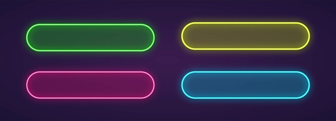 Vector neon button for web design, app, game and interface.