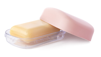 Soap and soap box isolated on a white background