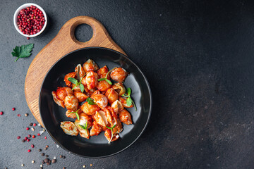 conchiglie pasta shells tomato sauce second course fresh portion dietary healthy meal food diet still life snack on the table copy space food background rustic top view