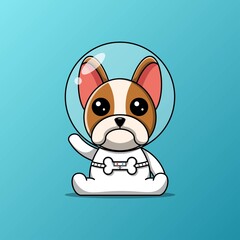 Cute boston terrier dog astronaut, Vector illustration eps.10 © yudhi