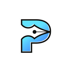Letter P Pen Logo Design Template Inspiration, Vector Illustration.