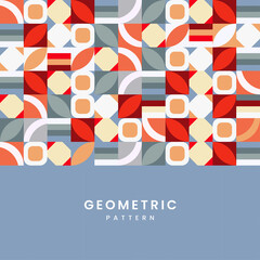 geometric abstract background style with text and Groups of multi shape design. pink, grey, blue, red. with Cool simple elements composition, used in geometrical wallpaper.