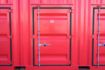 red door in a warehouse