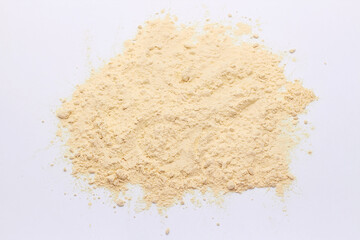 A dry mixture for making a sports or diet drink. Sports nutrition, fitness diet and nutrition concept - protein shake powder on a gray background.