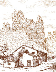 Drawing of a Mountain House