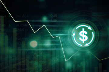 Dollar symbol with finance chart in cyberspace