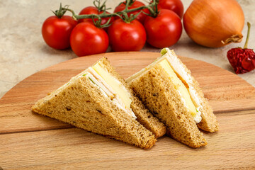 Club sandwich with chicken and cheese