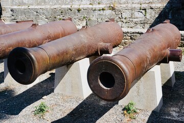 rusty old canon, old cannon in the fortress