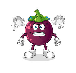 mangosteen very angry mascot. cartoon vector