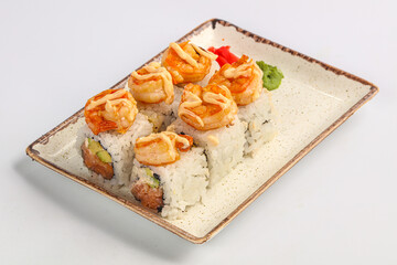 Japanese roll with salmon and prawn