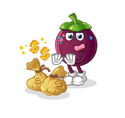 mangosteen refuse money illustration. character vector