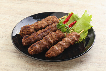 Beef kebab skewer minced meat