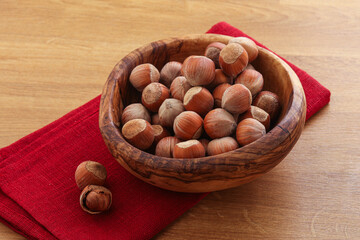 Hazelnut heap in the bowl