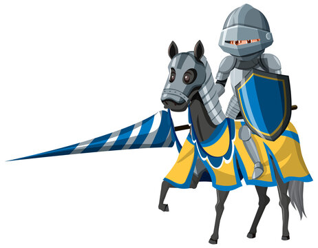 recommend clip art: Medieval knight riding a horse isolated