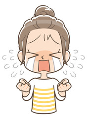 大泣きする団子頭の女の子