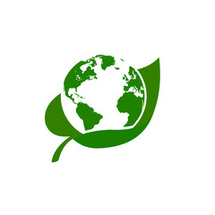 Global Leaf Logo Design Vector