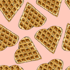 heart waffle pattern background
