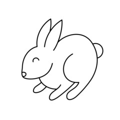 Rabbit line art. Cute cartoon hare outline. Icon design, vector illustration.