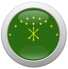 Flag of Adygea in a circle, national colors, vector illustration. 