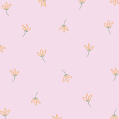 Flowers pale camel color on pale lavender color background for Valentine’s Day and Spring seamless pattern 