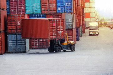 Container forklift in view of container yard industry