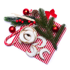 Traditional German or Austrian Vanillekipferl vanilla kipferl cookies in ceramic bowl