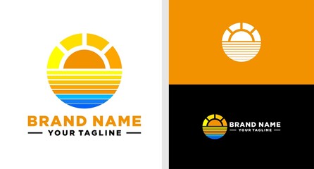 LETTER O LOGO SUNSET BEACH LANDSCAPE EDITABLE