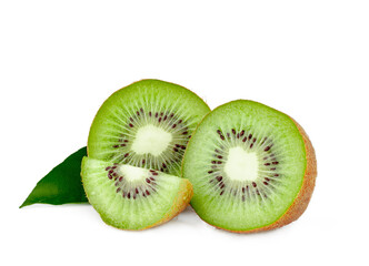Fototapeta premium Kiwi fruit slices isolated on a white background