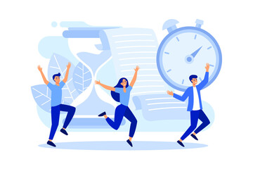 Concept save time, Money saving. Times is money. Business and management, Piggybank, time is money, financial investments in stock market future income growth flat vector illustration 