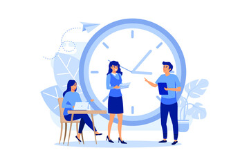 The concept of time management.Concept of saving time and scheduling tasks flat vector illustration 