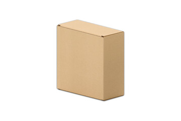 Brown cardboard box mockup template isolated on white background. delivery box packaging. 3d rendering.