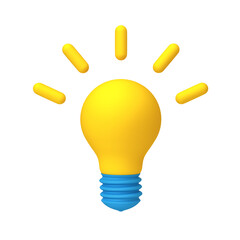Cartoon light bulb isolated on white. Clipping path included