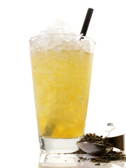 Green Ice Tea isolated on white Background