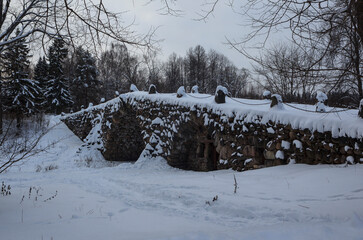 Stone bridge in the Vasilevo Museum. Tver region. Russia