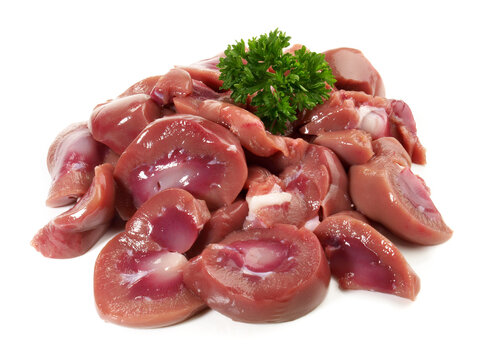 Fresh sliced Veal Kidney on white Background
