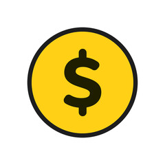 Obraz premium Dollar coin icon. Cash or currency. Vector.
