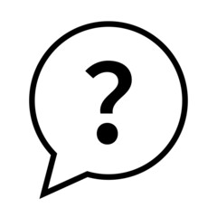 A question mark icon in a speech balloon. Vectors.