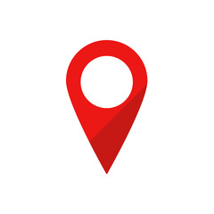 Modern map icon in red. Vector.