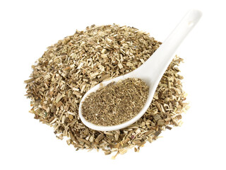 Dried Common Chicory - A woody, perennial herbaceous plant. Milled Leaves as Bitter Substance isolated on white Background