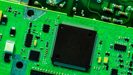 Electronic circuit board. Semiconductor motherboard circuit board technology. Mainboard of...